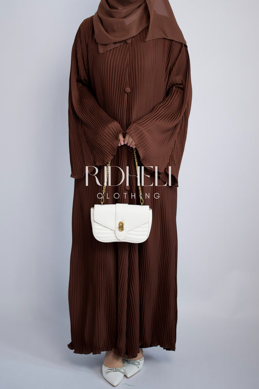 BROWN PLEATED ABAYA