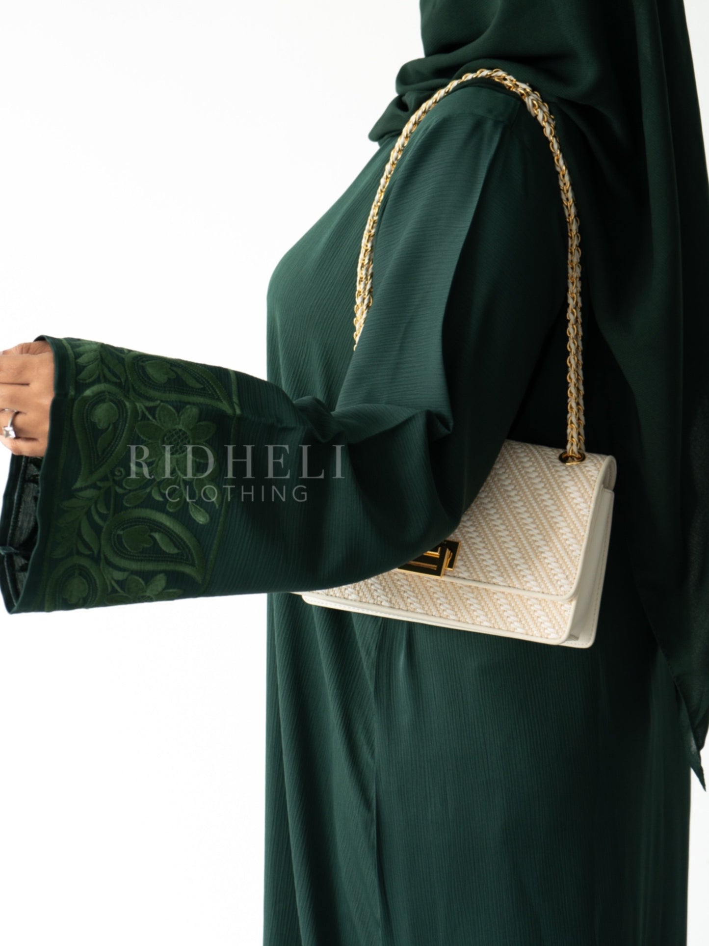 DIRAAR GREEN EMBROIDERY ABAYA