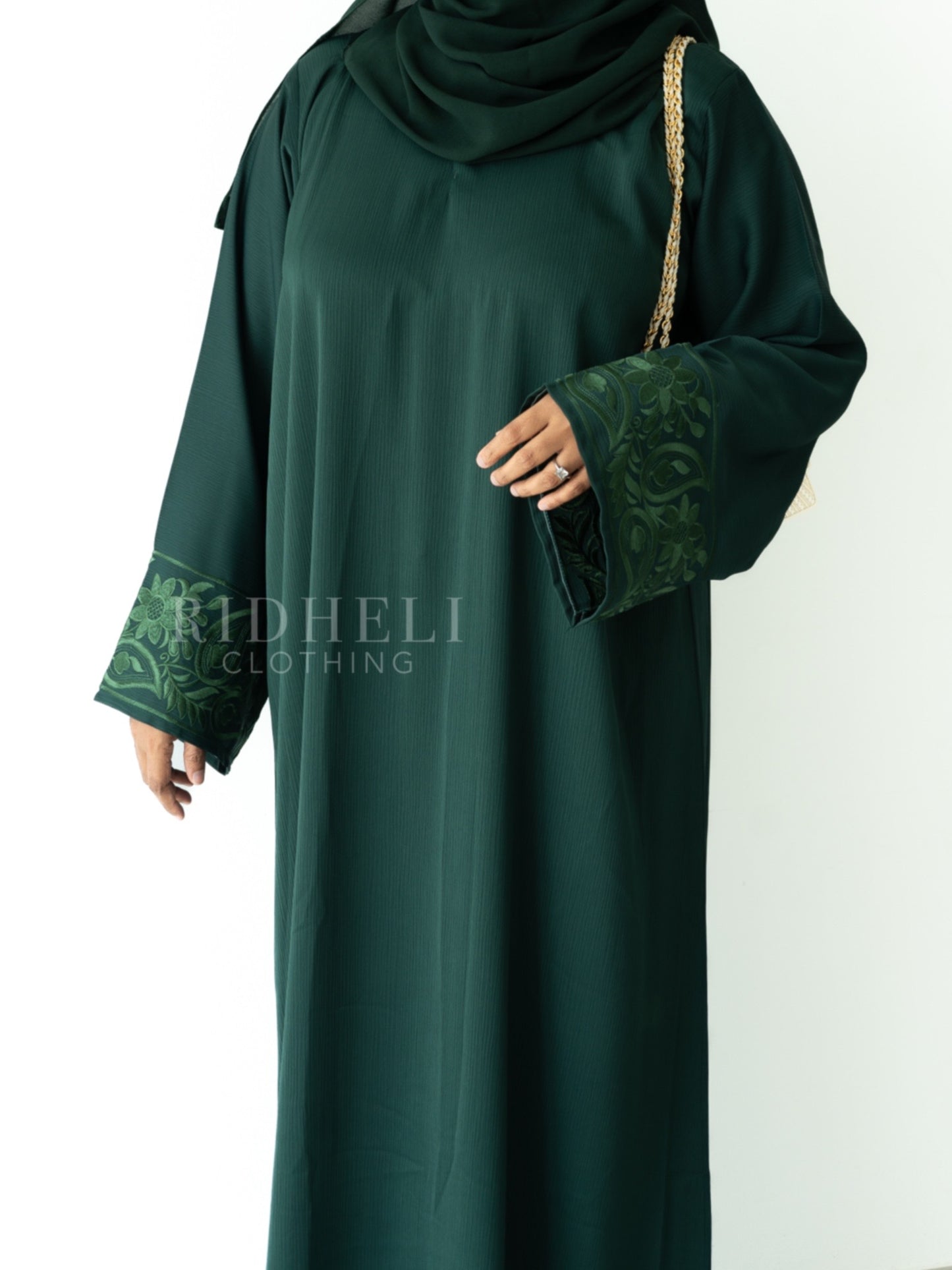 DIRAAR GREEN EMBROIDERY ABAYA