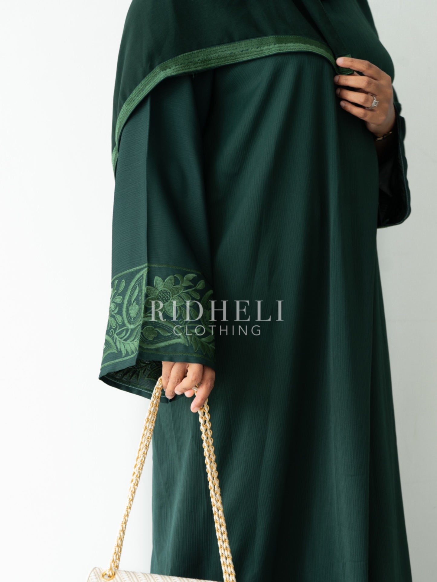 DIRAAR GREEN EMBROIDERY ABAYA