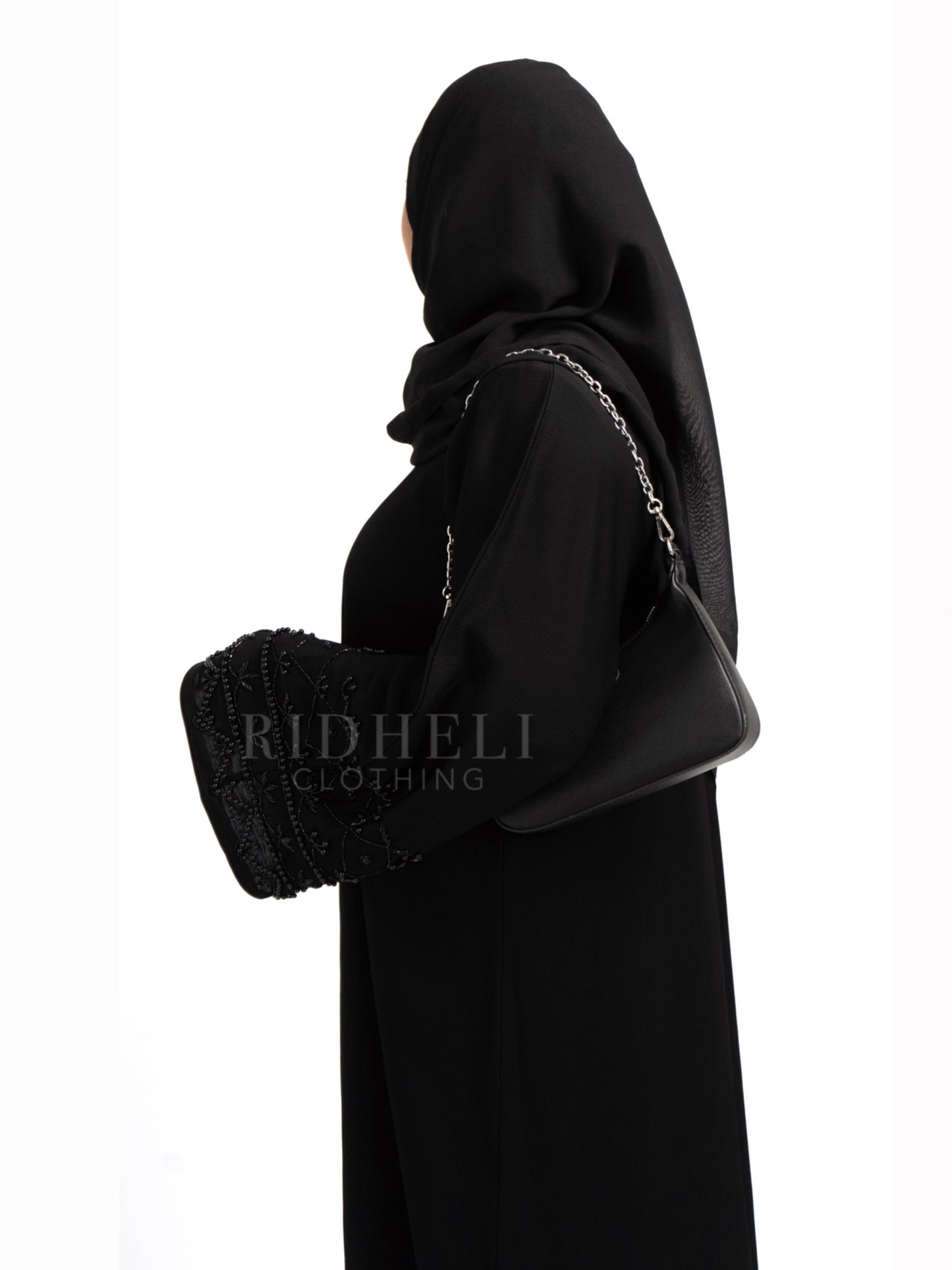 HADIA BLACK BEADED ABAYA