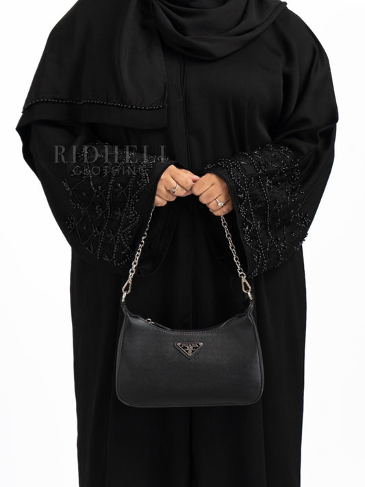 HADIA BLACK BEADED ABAYA