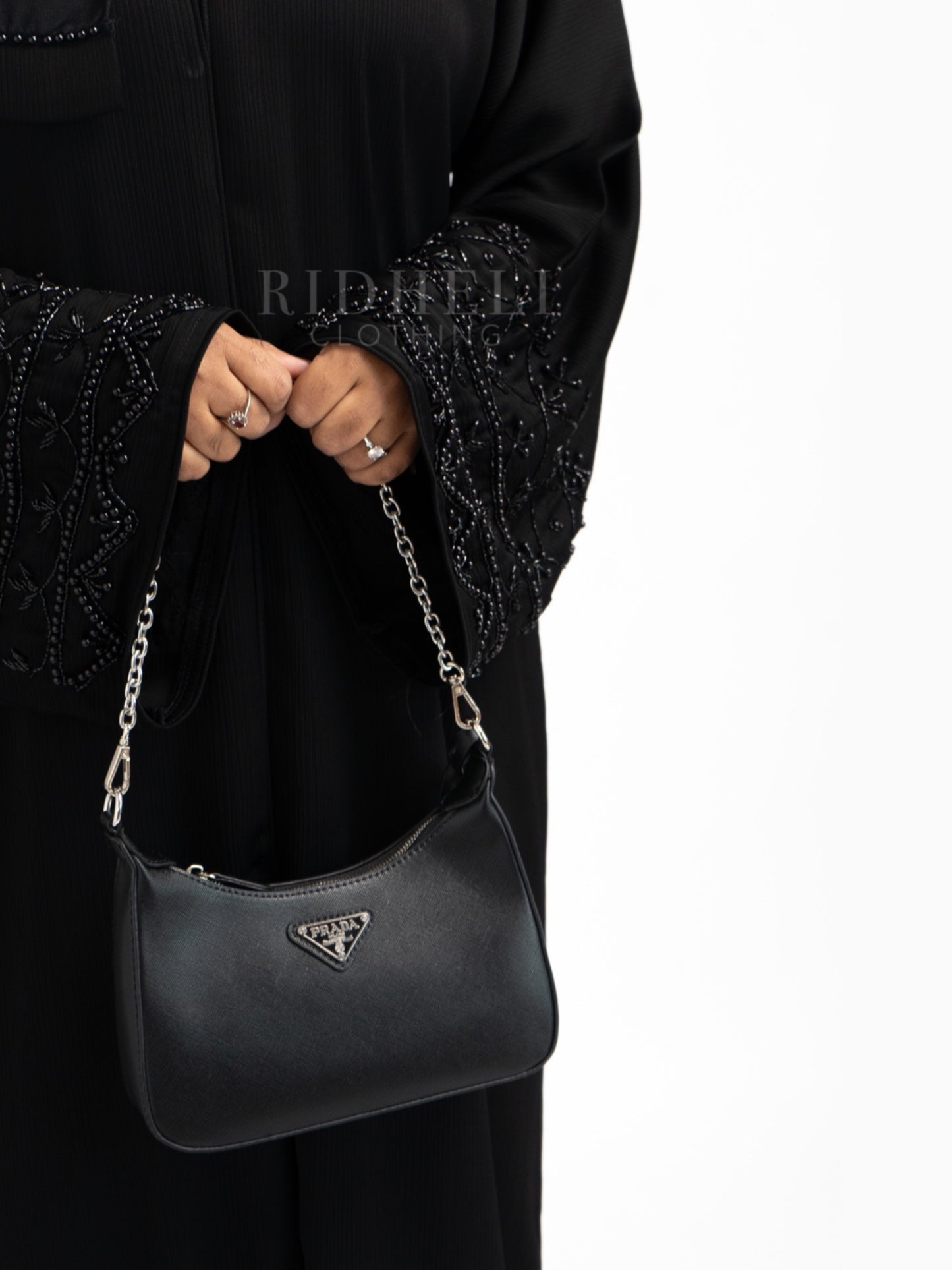 HADIA BLACK BEADED ABAYA