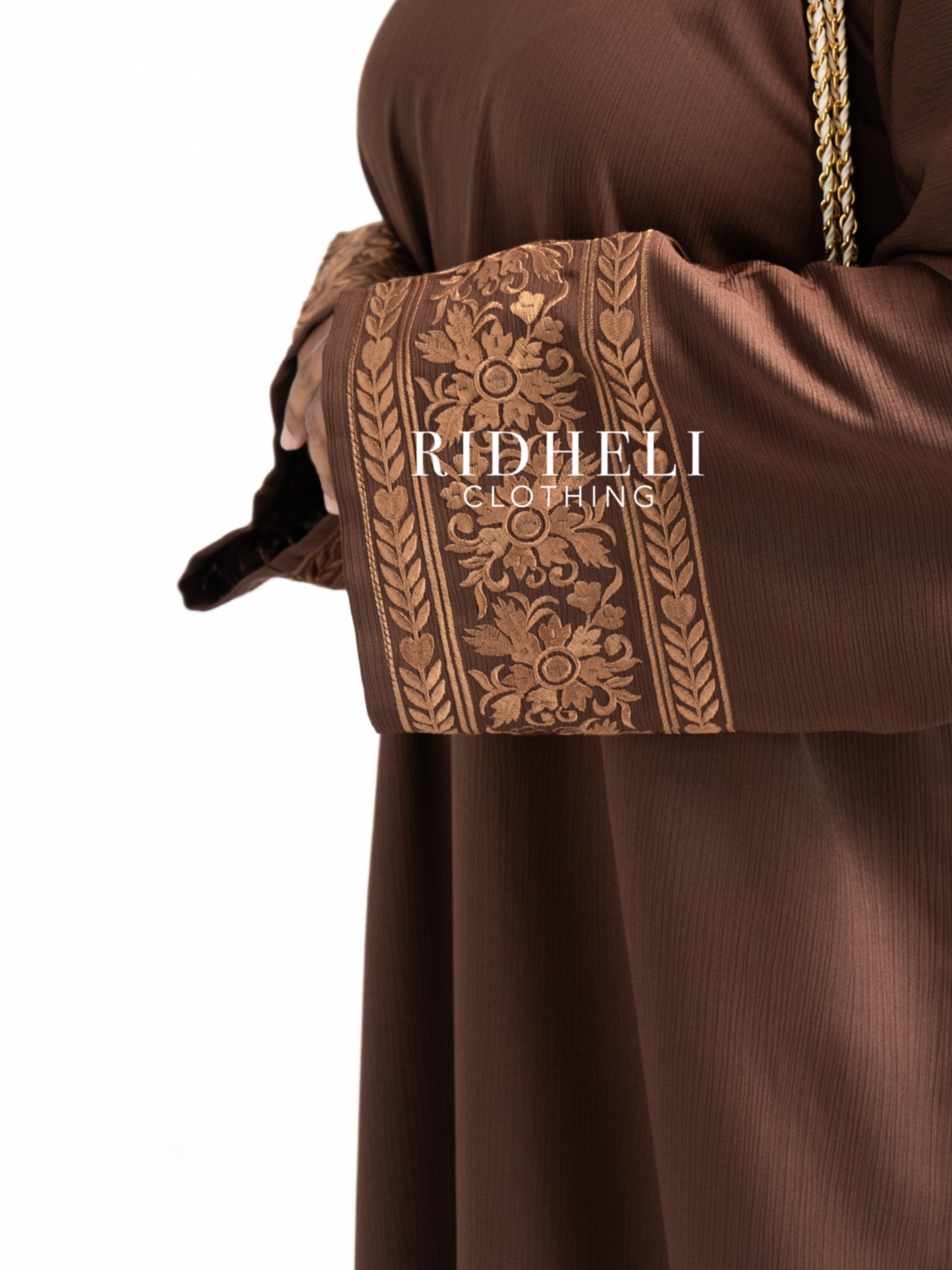 SUMMAYA BROWN EMBROIDERY FLOWER ABAYA