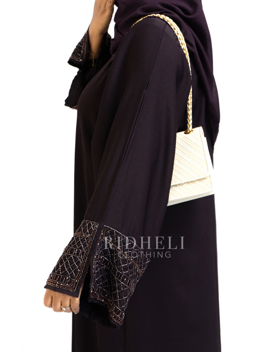 NAYSA PURPLE BEADED ABAYA