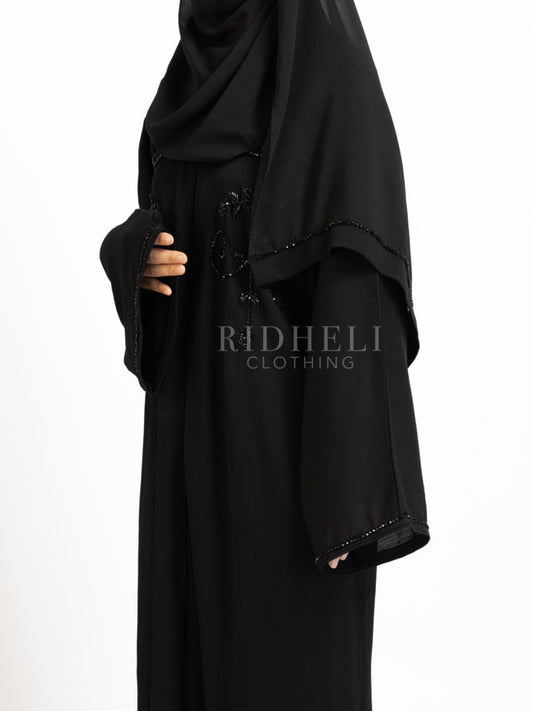 ELEYA BLACK BEADED ZOOM ABAYA