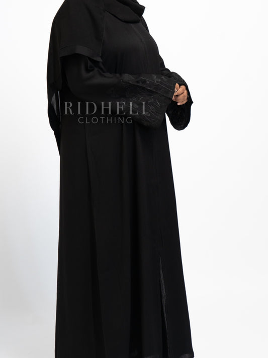 HAZEL BLACK FLORA ABAYA