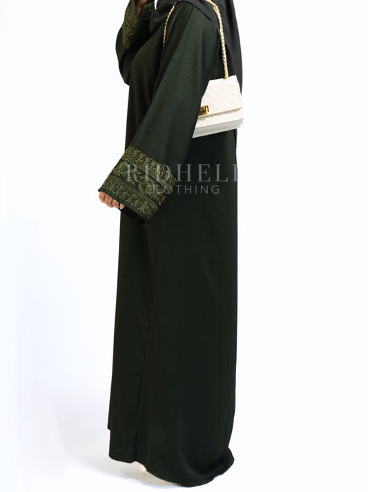 MAYRA OLIVE GREEN EMBROIDERY ABAYA