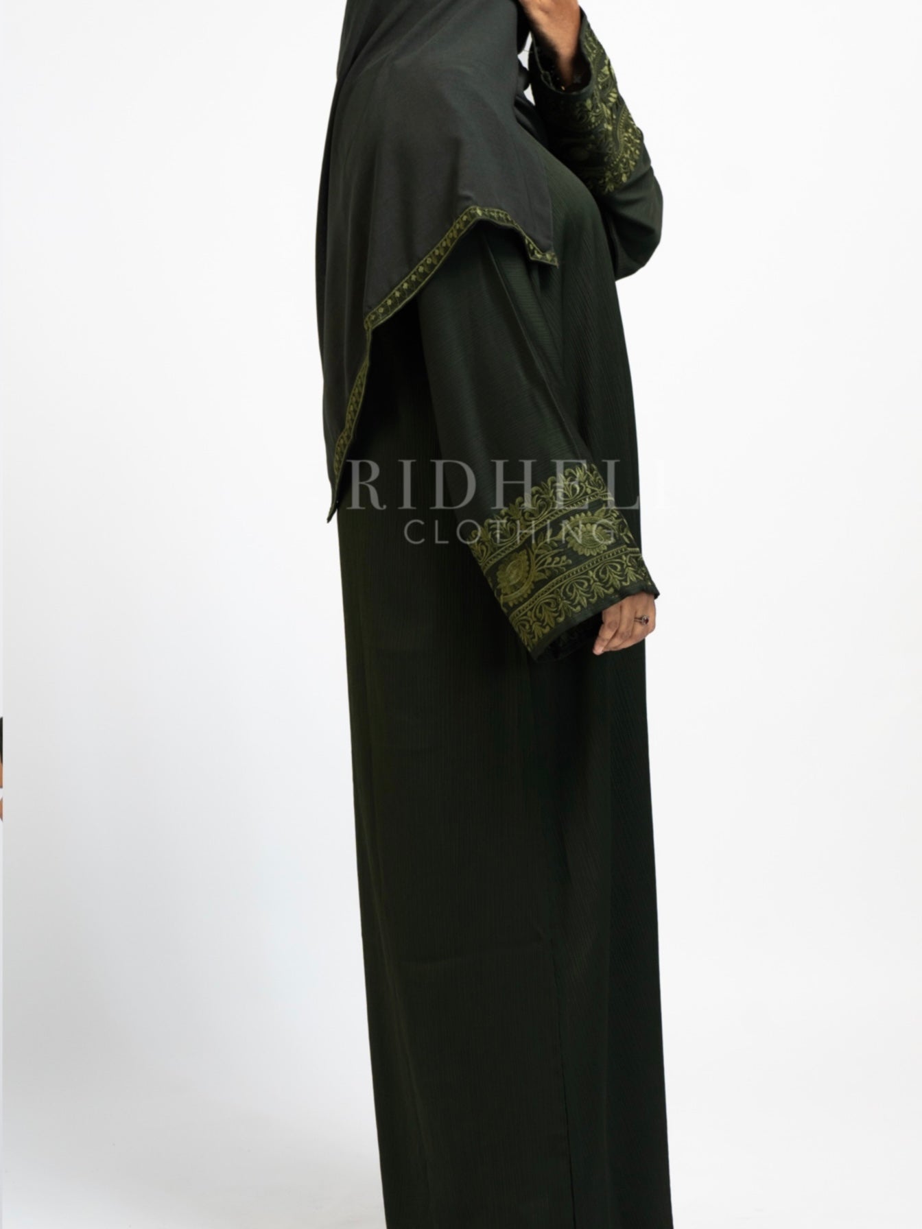 MAYRA OLIVE GREEN EMBROIDERY ABAYA