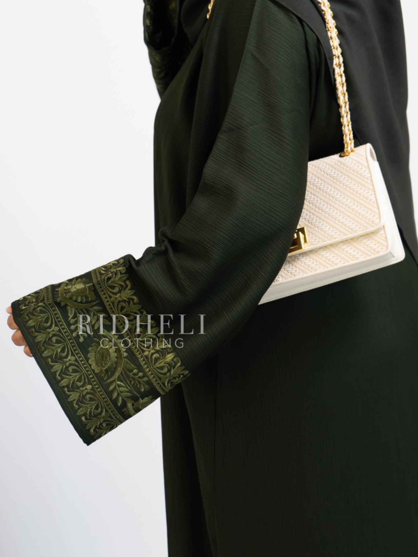 MAYRA OLIVE GREEN EMBROIDERY ABAYA