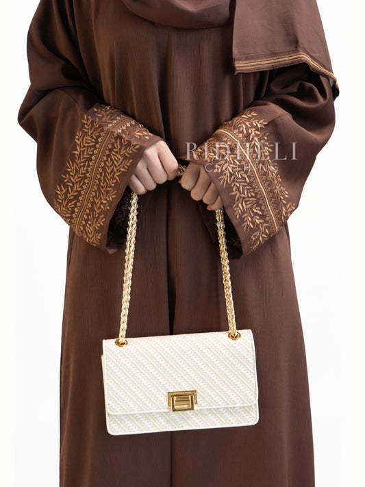 HIYALA BROWN EMBROIDERY ABAYA