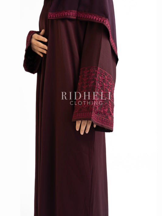 KALISA BURGUNDY EMBROIDERY ABAYA