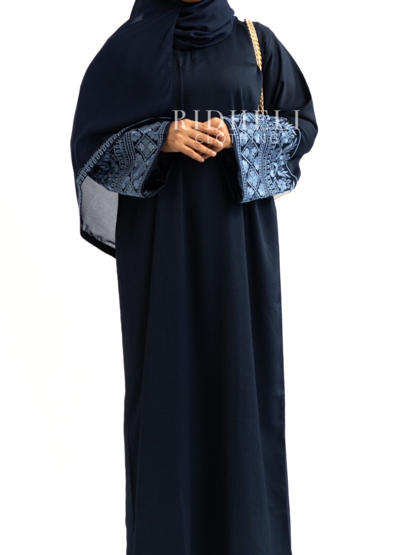 JINADA NAVY BLUE EMBROIDERY ABAYA