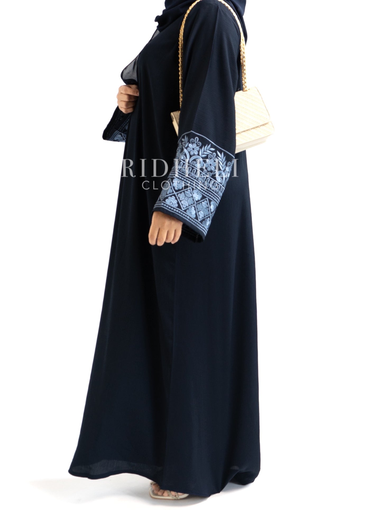 JINADA NAVY BLUE EMBROIDERY ABAYA