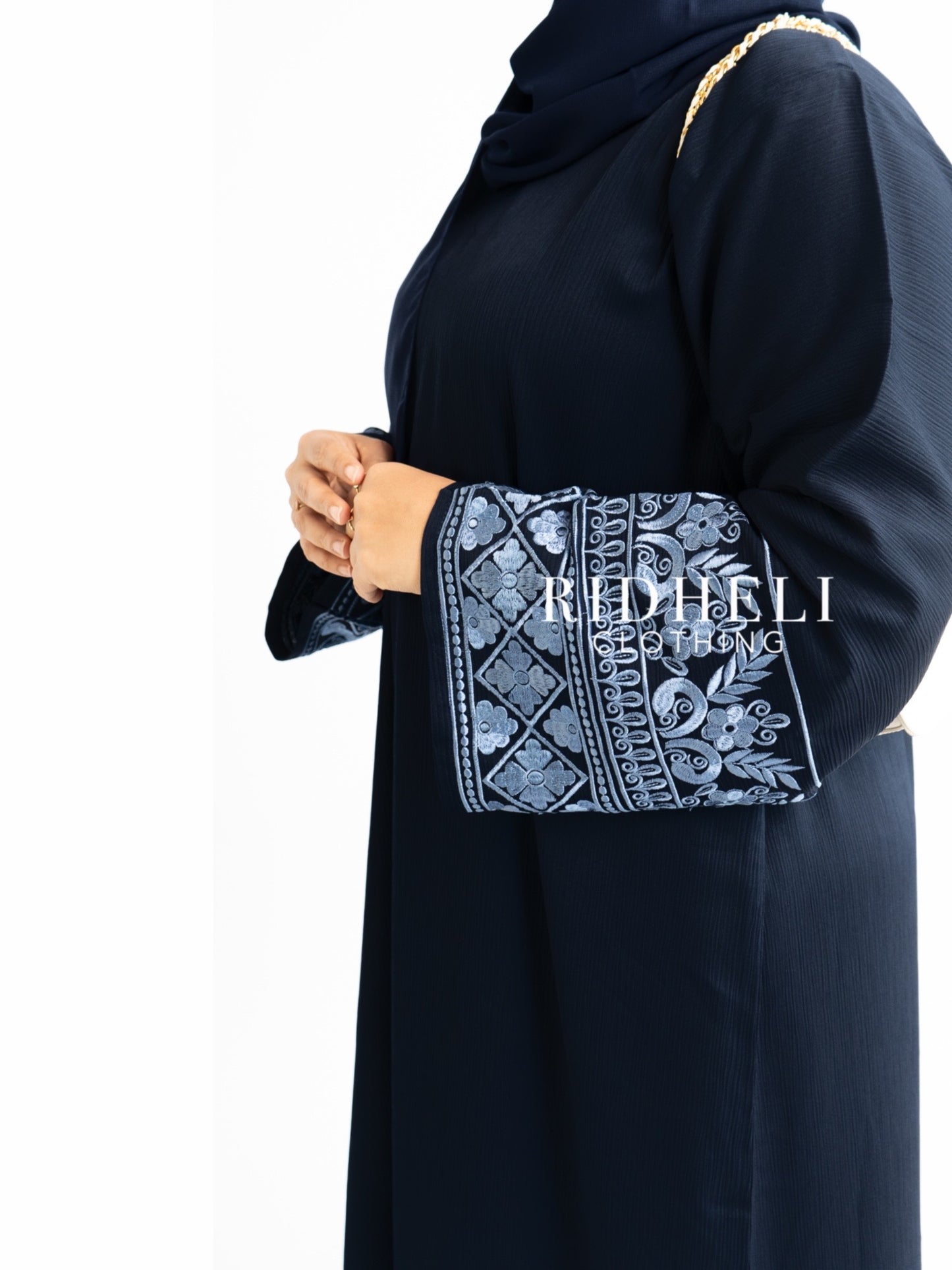 JINADA NAVY BLUE EMBROIDERY ABAYA