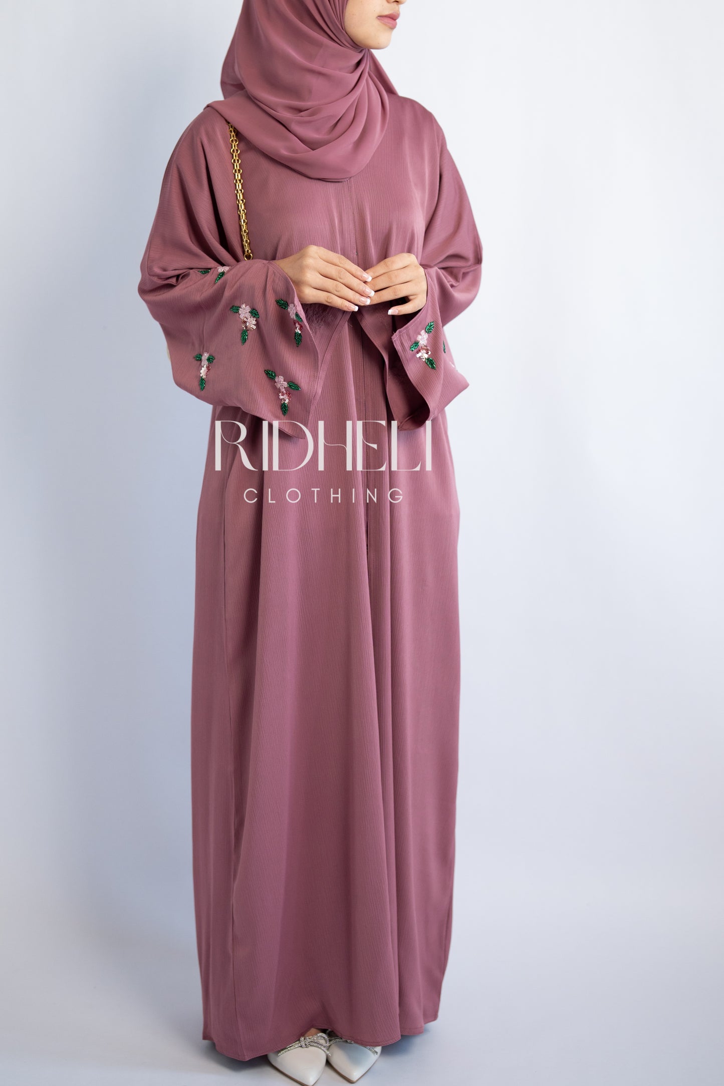 FIYAA PINK BEADED ABAYA