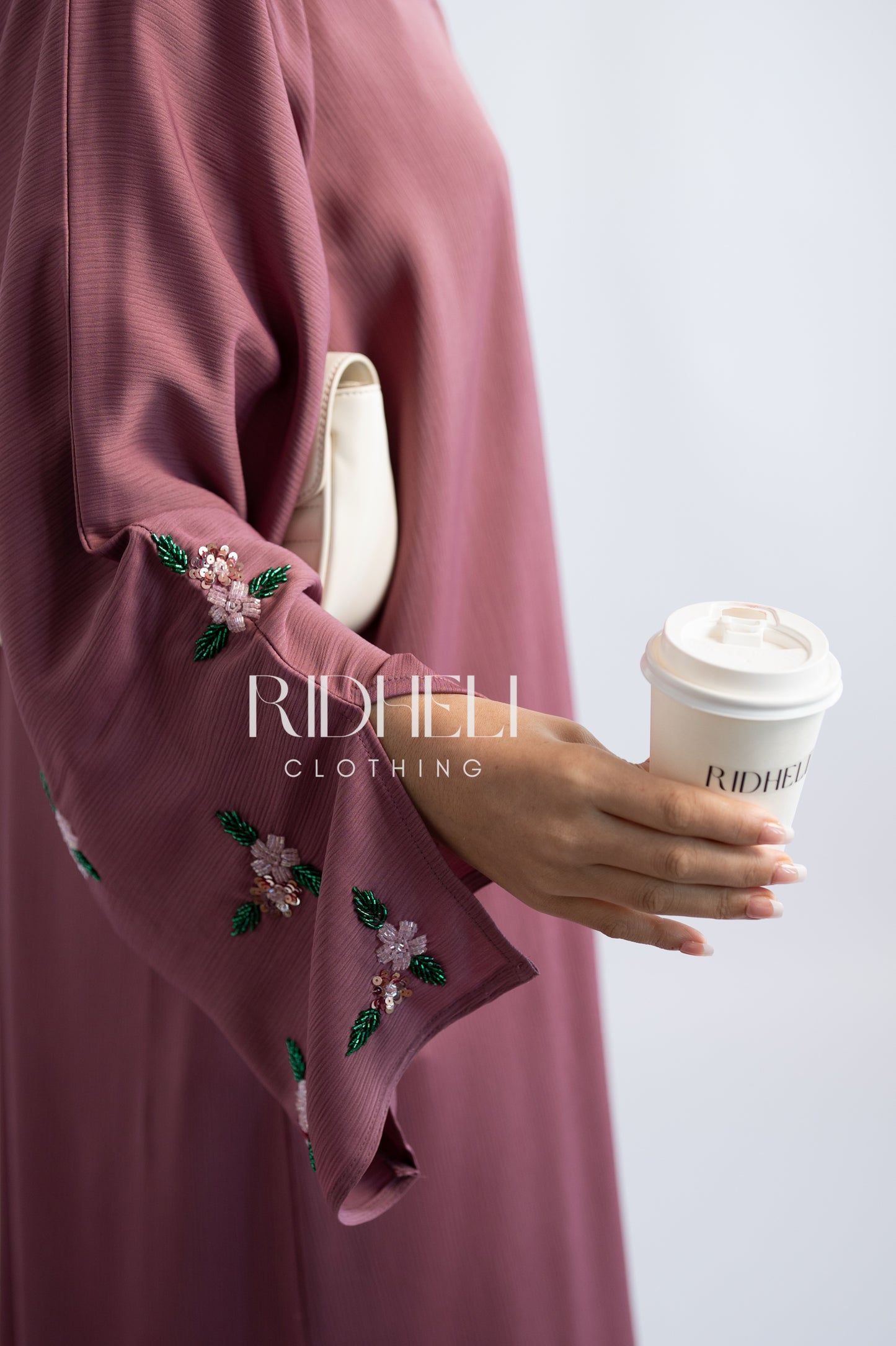 FIYAA PINK BEADED ABAYA