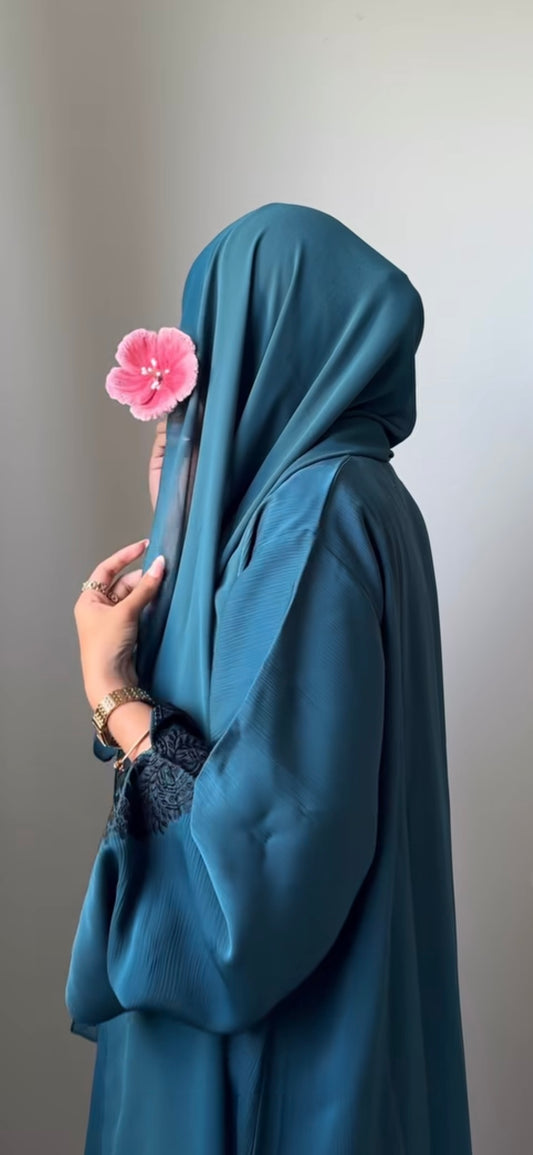 DUA TURKISH BLUE EMBROIDERY ABAYA