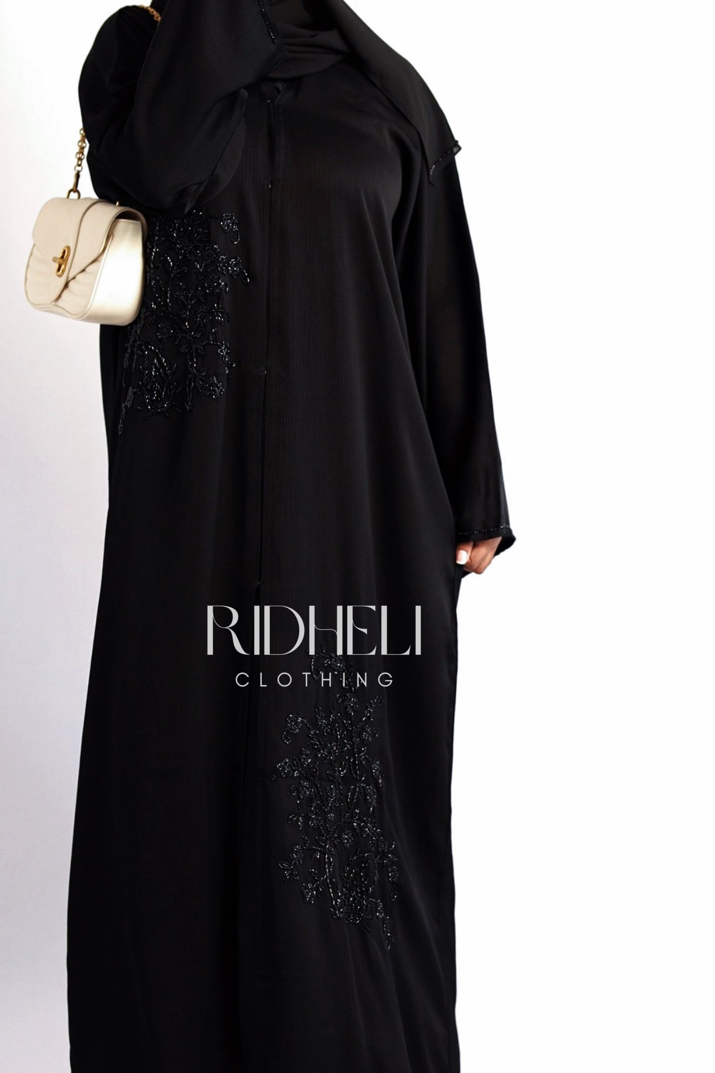 FAYAA BLACK BEADED ABAYA