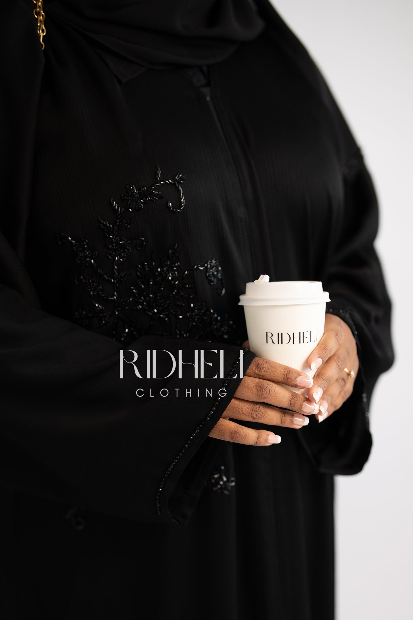 FAYAA BLACK BEADED ABAYA