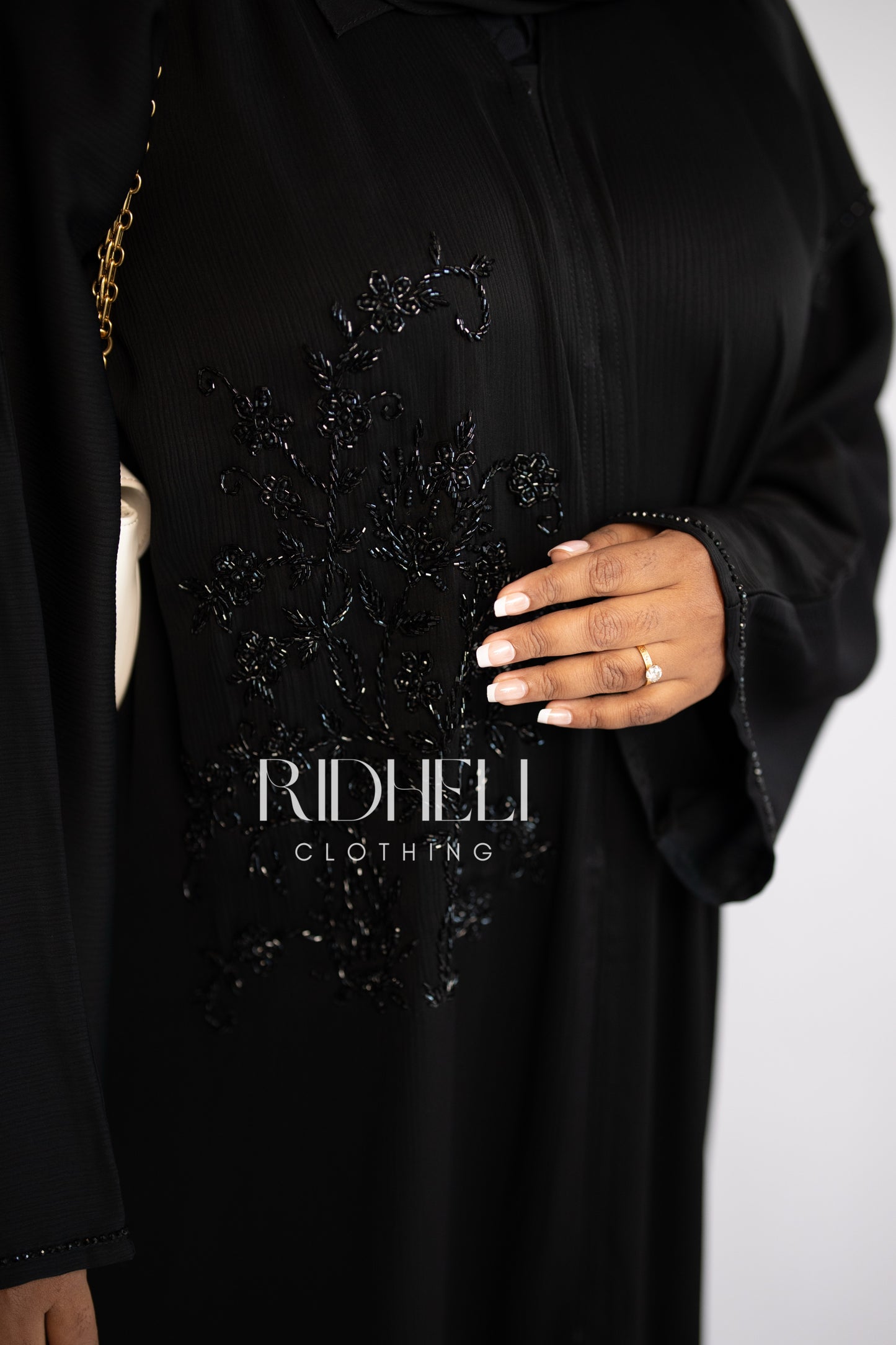 FAYAA BLACK BEADED ABAYA