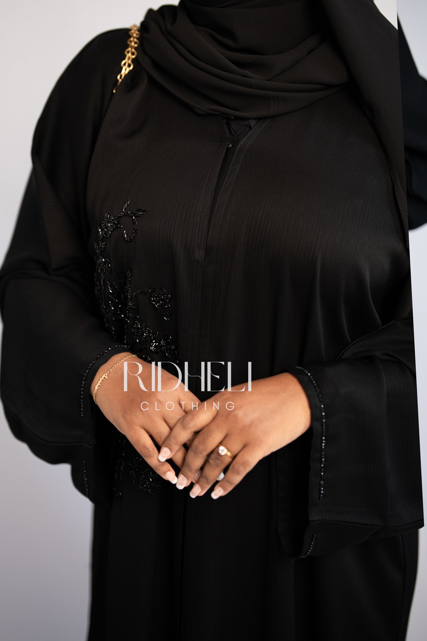 FAYAA BLACK BEADED ABAYA