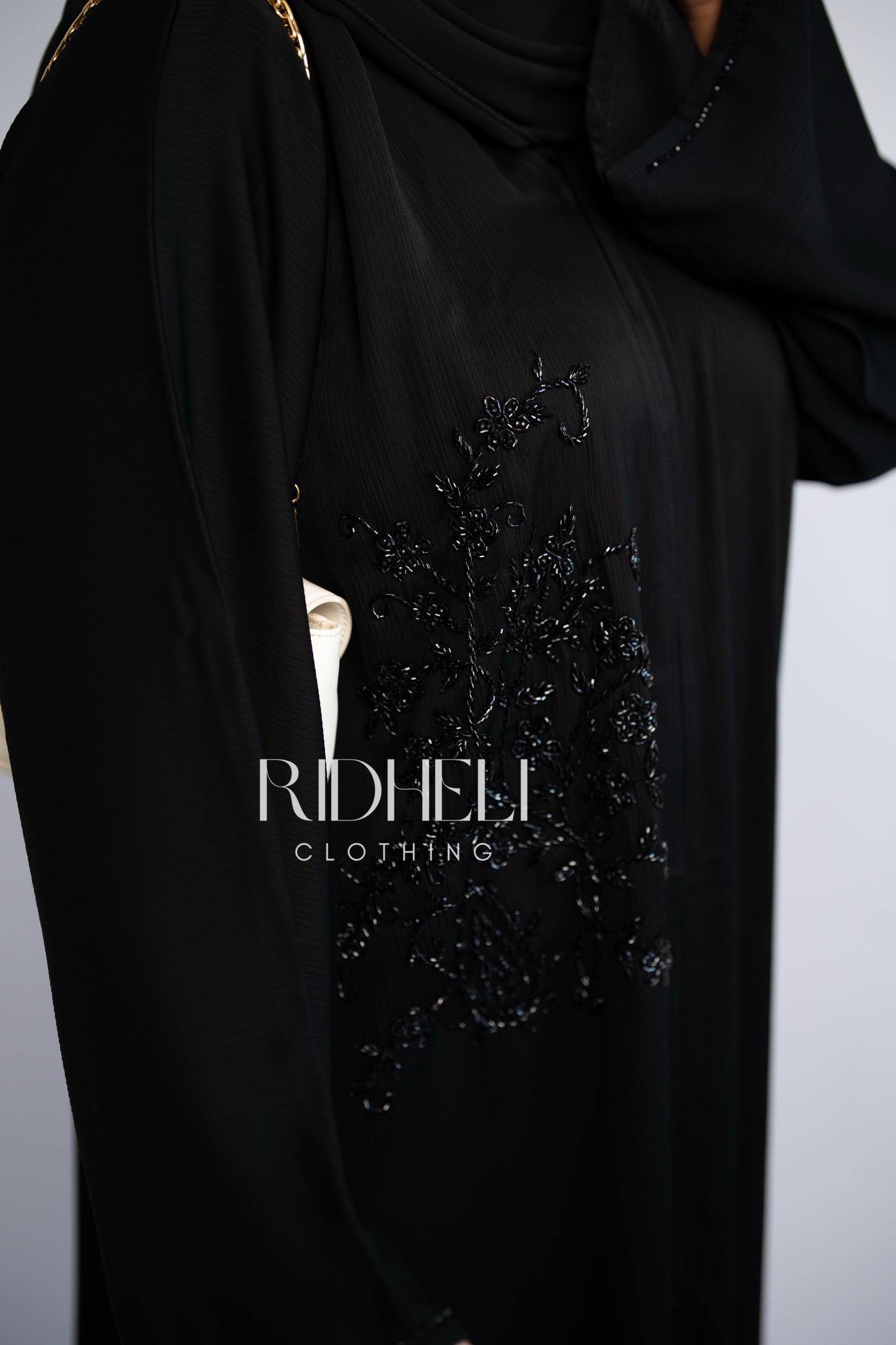 FAYAA BLACK BEADED ABAYA